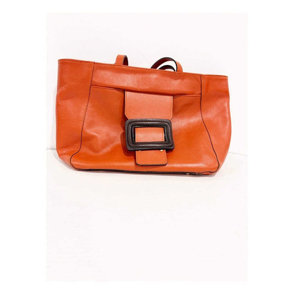 Anna Paola Monique Orange Leather Tote Bag‎ Made in Italy New - Picture 3 of 7